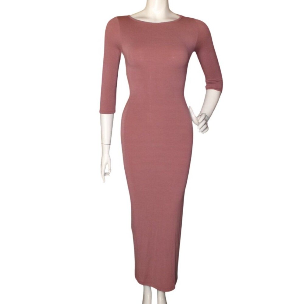 new NAKED WARDROBE Dress, M, Dusty Pink, Maxi/Long, High Slit, Cut Out Back